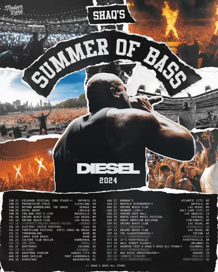 DIESEL Presents SHAQ's Summer Of Bass Tour 2024 - Dates & Venues