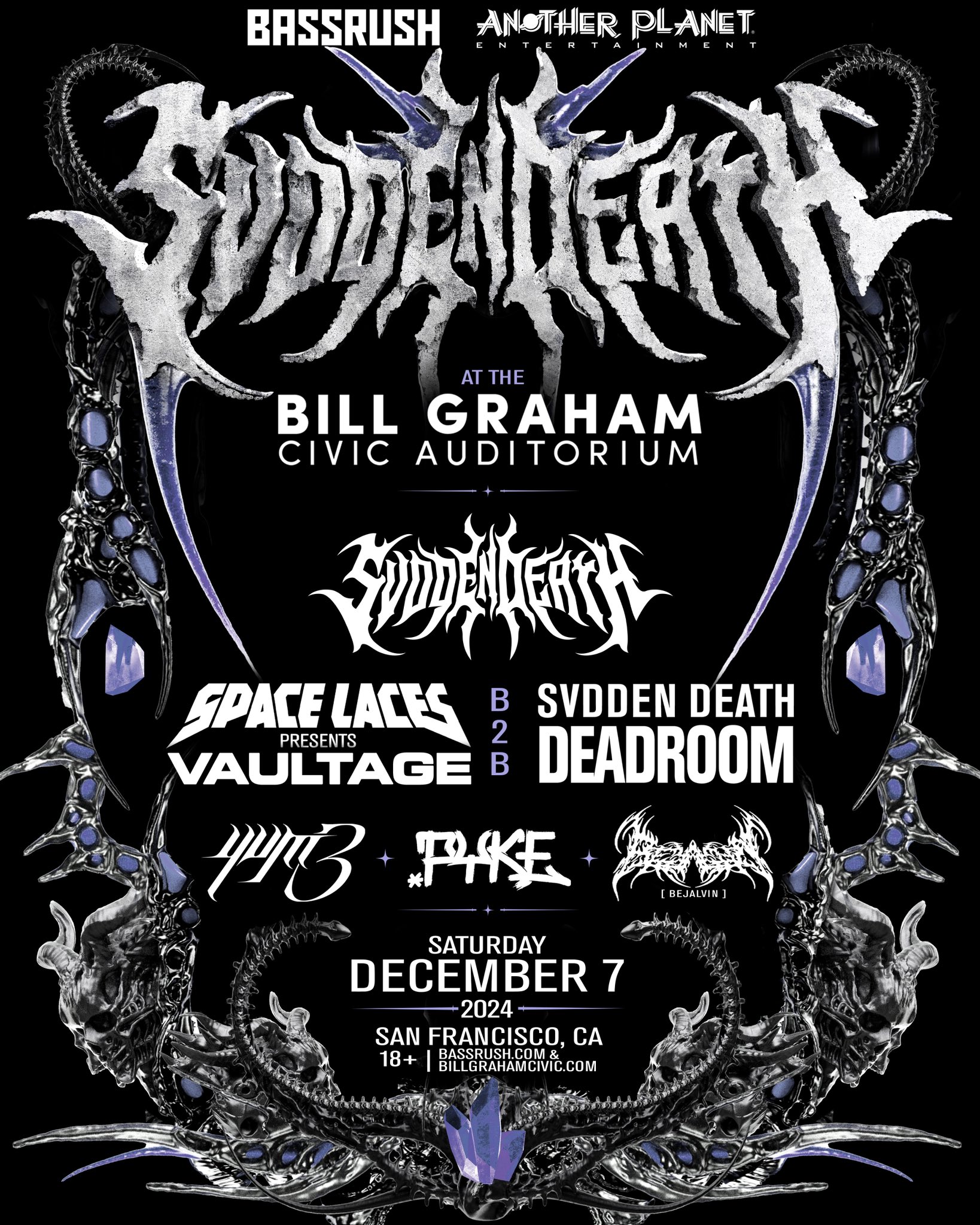 SVDDEN DEATH at the Bill Graham Civic Auditorium flyer