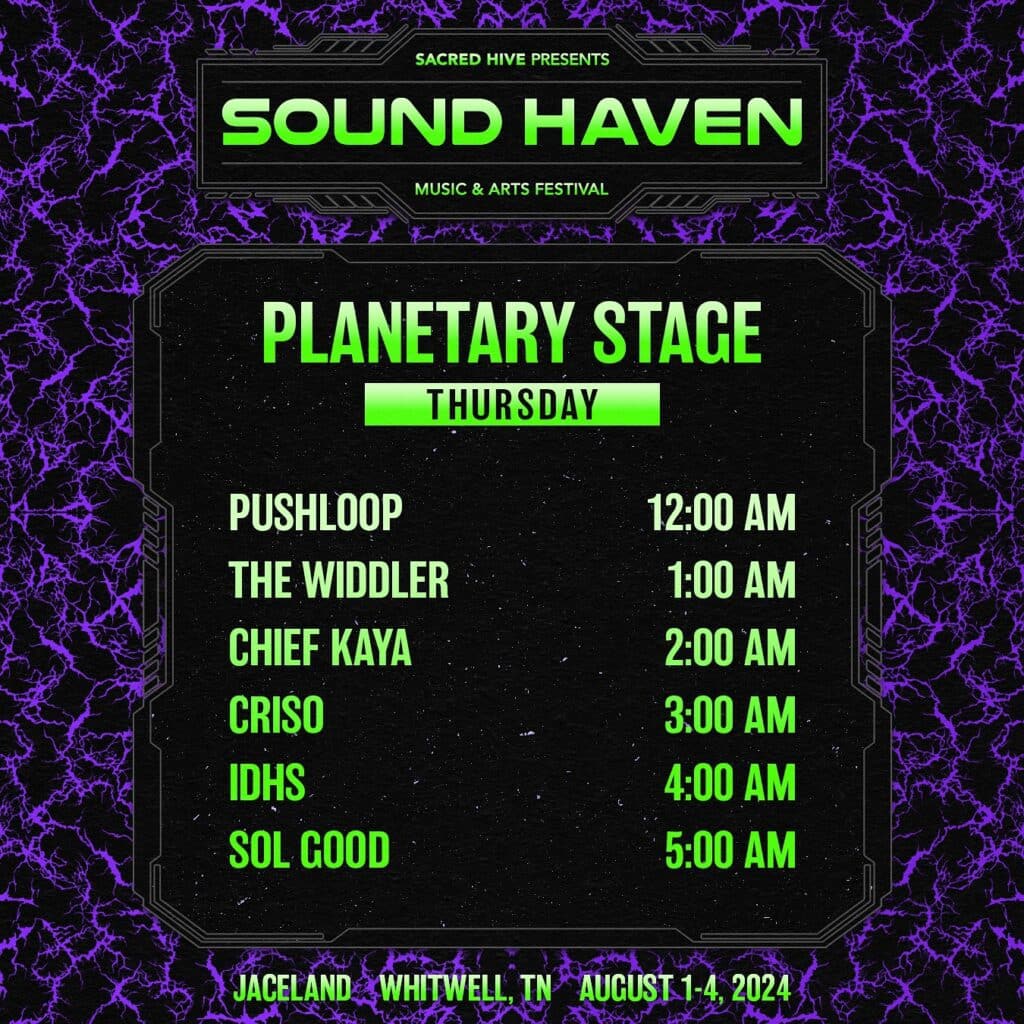 Sound Haven 2024- Thursday Set Times