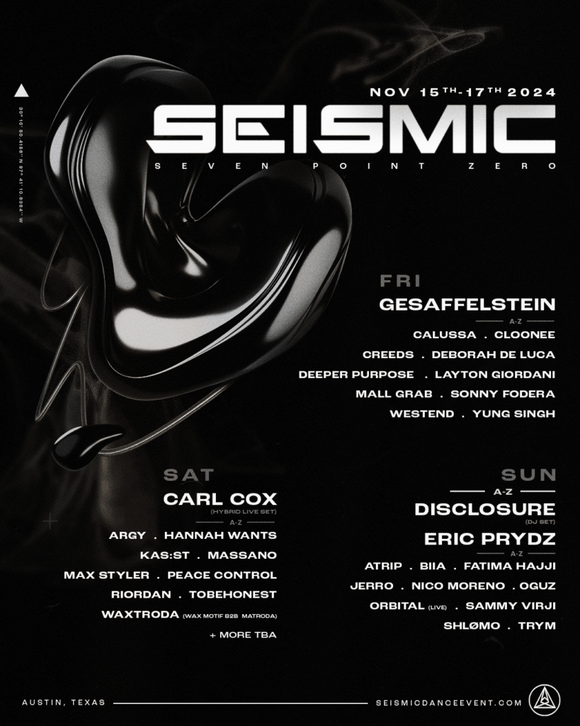 Seismic Dance Event 7.0 - Lineup By Day