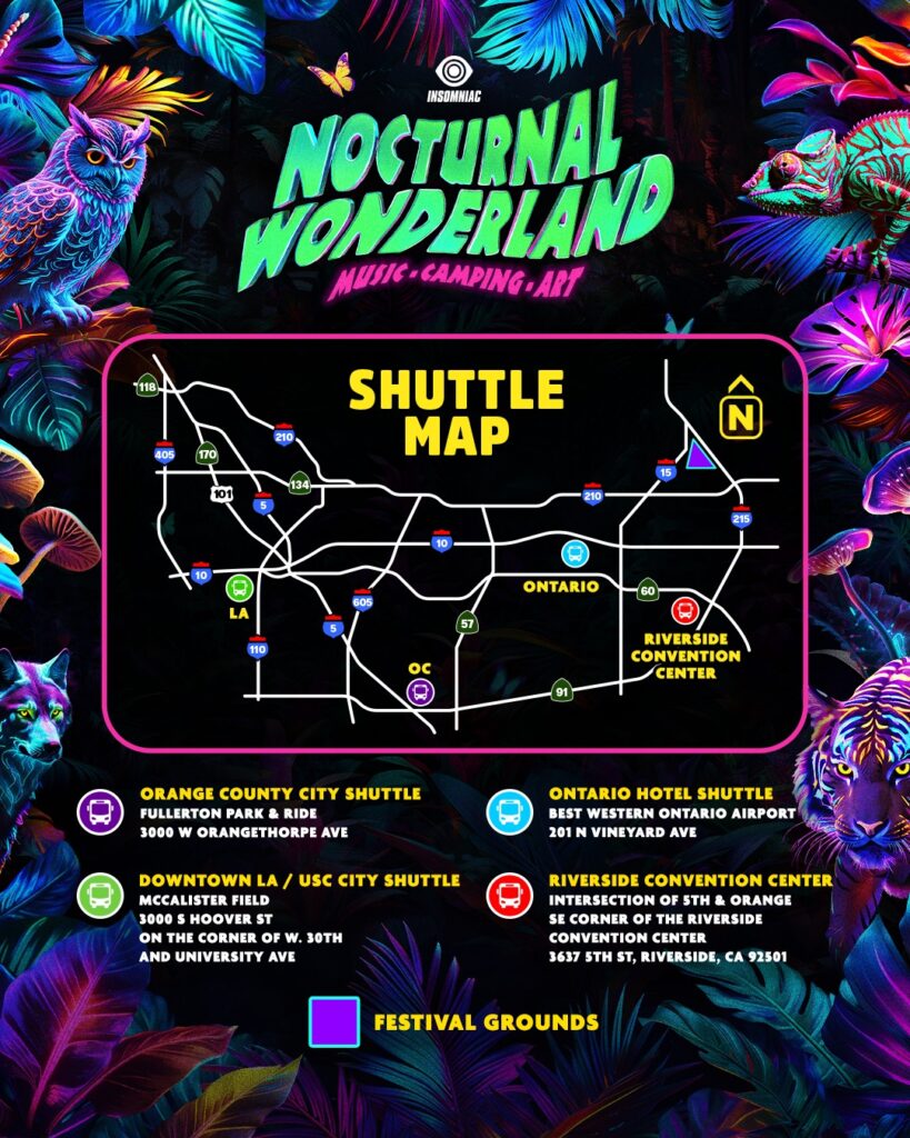 Nocturnal Wonderland 2024 - Shuttle Map