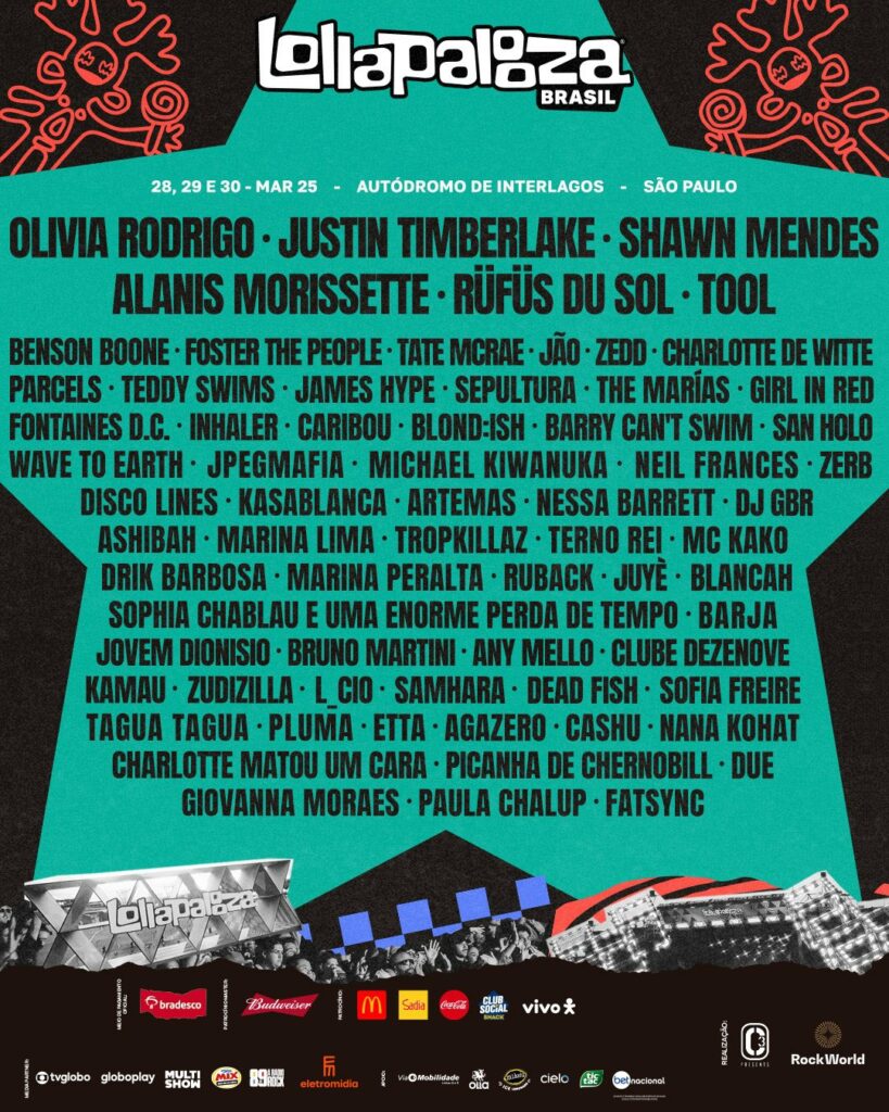 Lollapalooza Reveals 2025 Lineups for Chile, Argentina, and Brasil