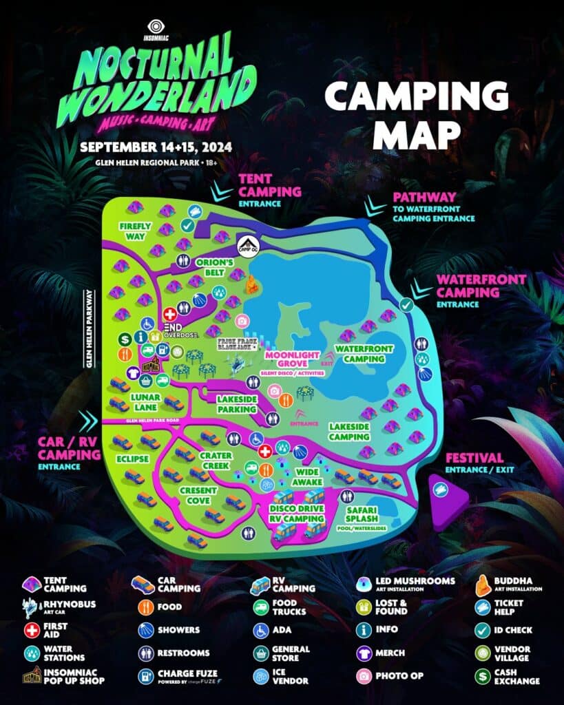 Nocturnal Wonderland 2024 Camping Map