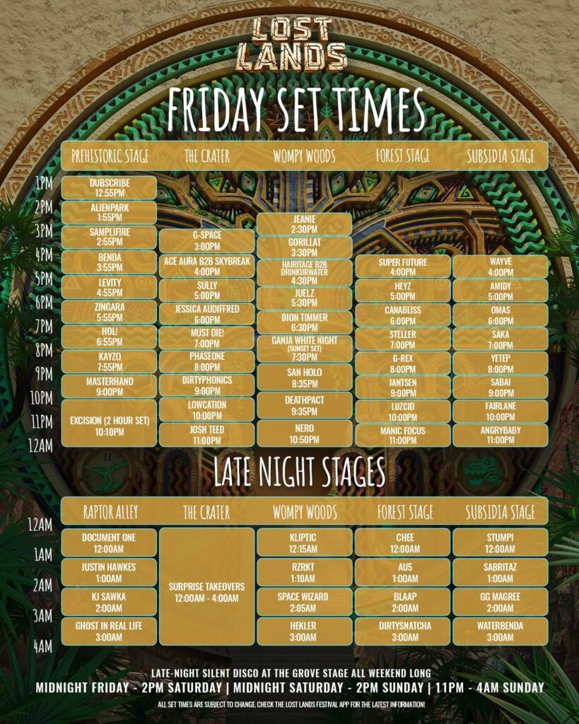 Lost Lands 2024 Set Times - Friday