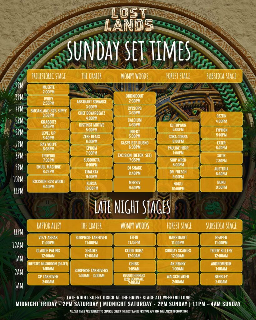 Lost Lands 2024 Set Times - Sunday