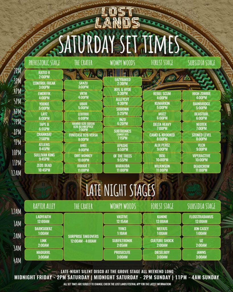 Lost Lands 2024 Set Times - Saturday