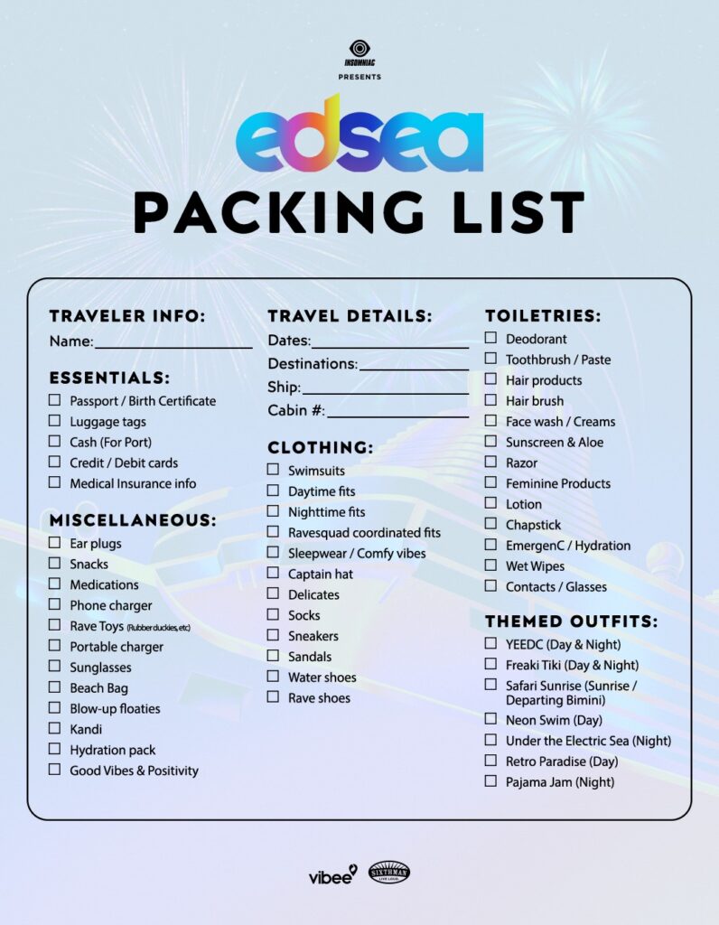 EDSea 2024 - Packing List