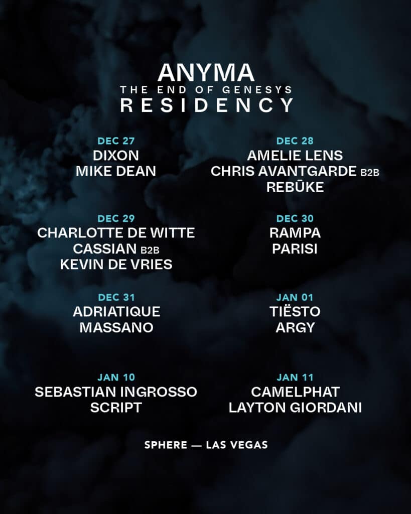 Afterlife Presents Anyma The End Of Genesys Residency at The Sphere - Lineup