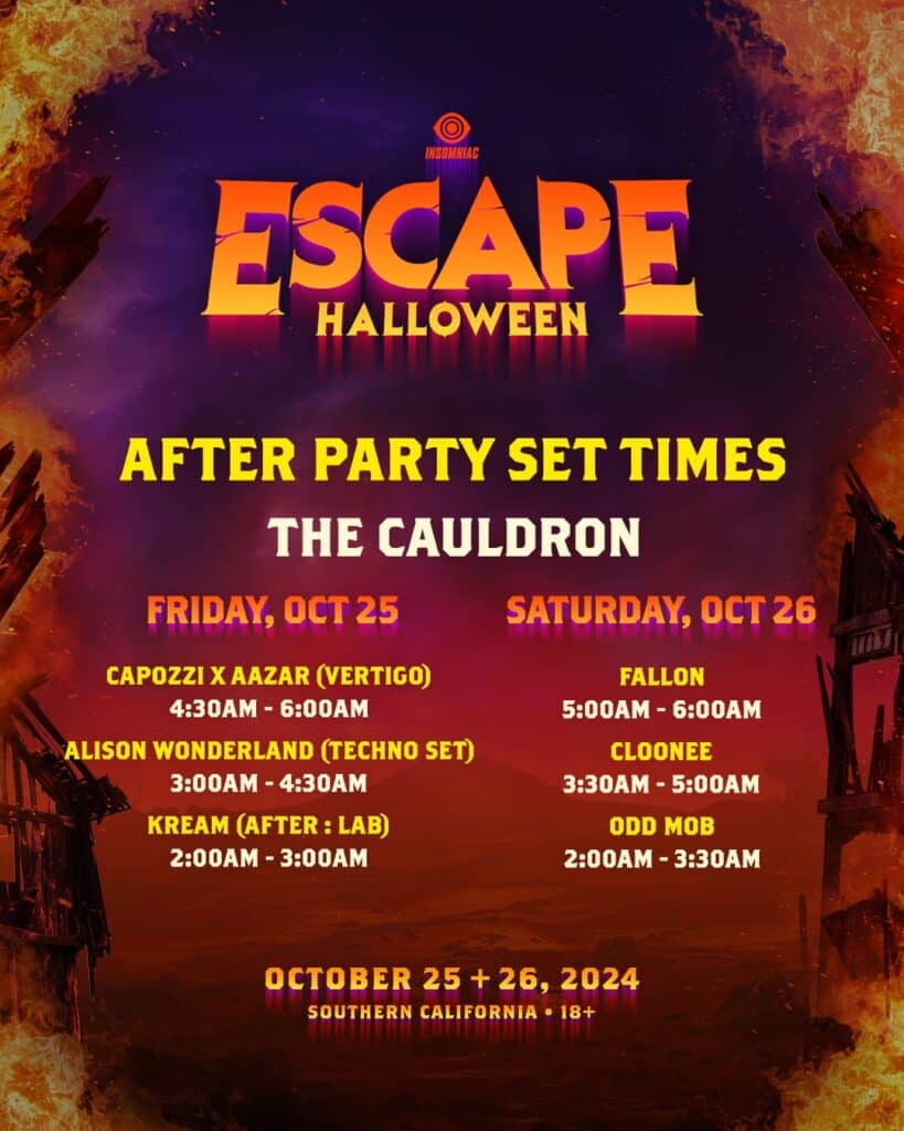 Escape Halloween 2024 Set Times