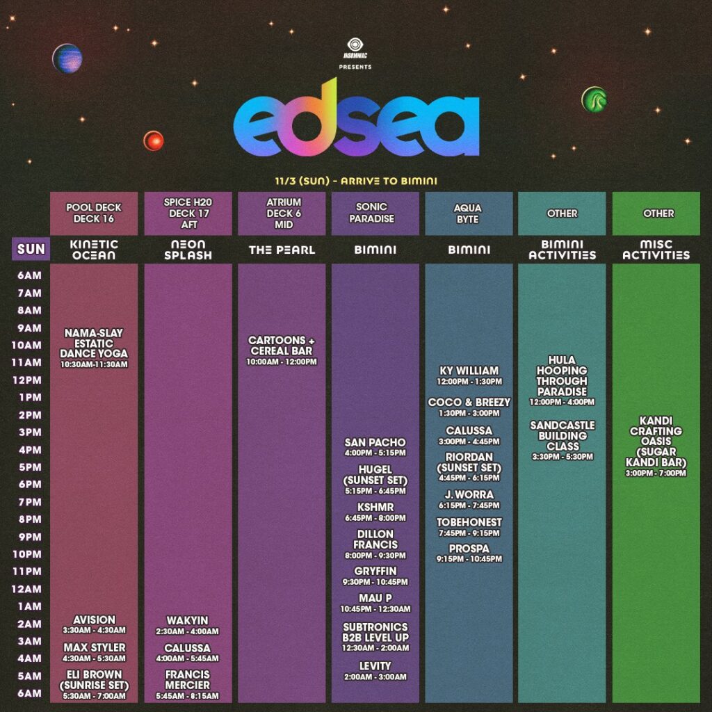 EDSea 2024 Schedule - Sunday