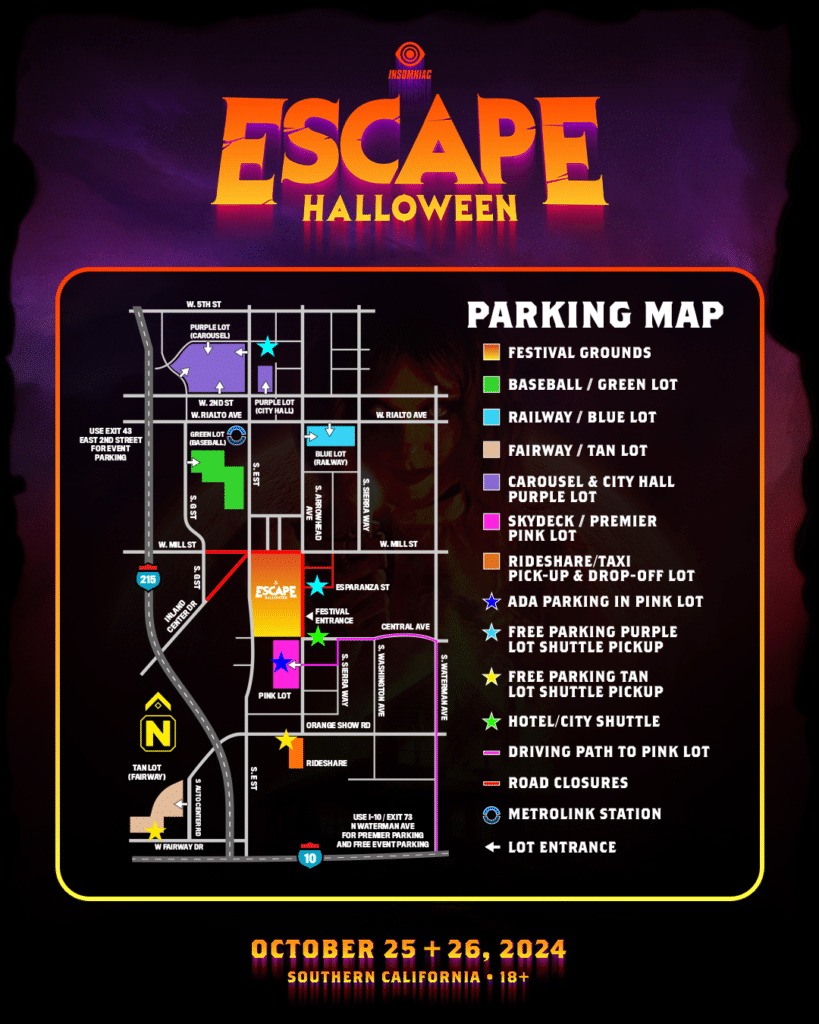 Escape Halloween 2024 Parking Map