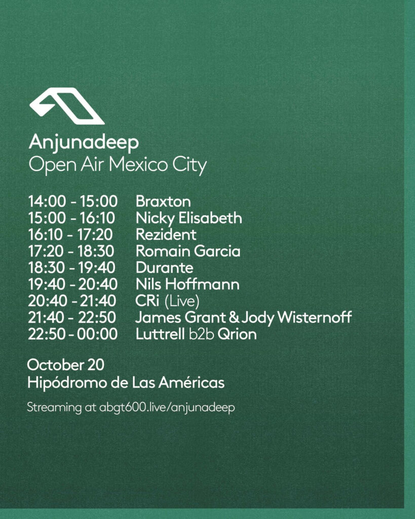 Anjunadeep Open Air Mexico City 2024 - Live Stream Schedule