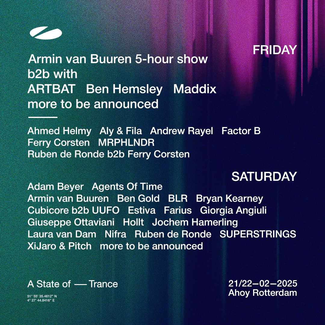 A State Of Trance Rotterdam 2025 - First Wave Lineup