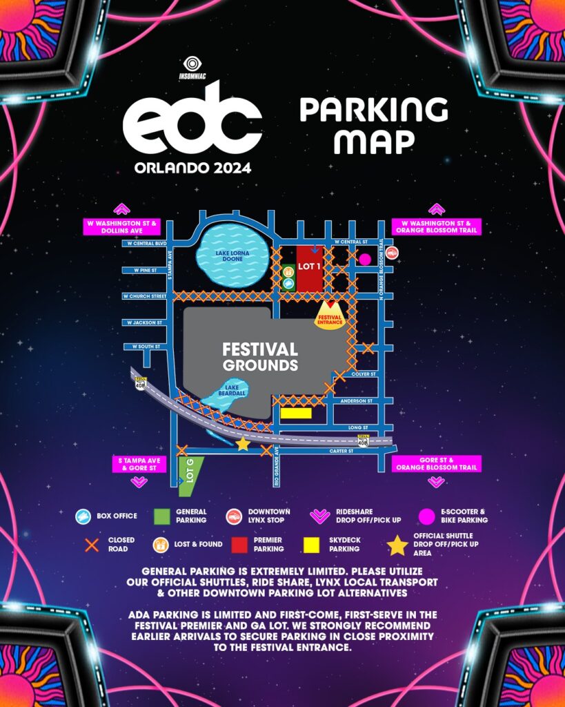 EDC Orlando 2024 Parking Map