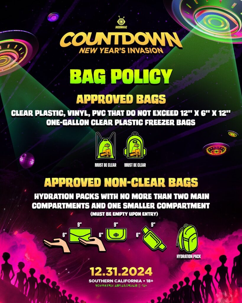 Countdown NYE 2024 Bag Policy