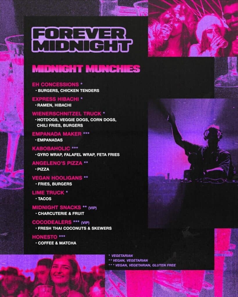 Forever Midnight 2024 Food Lineup