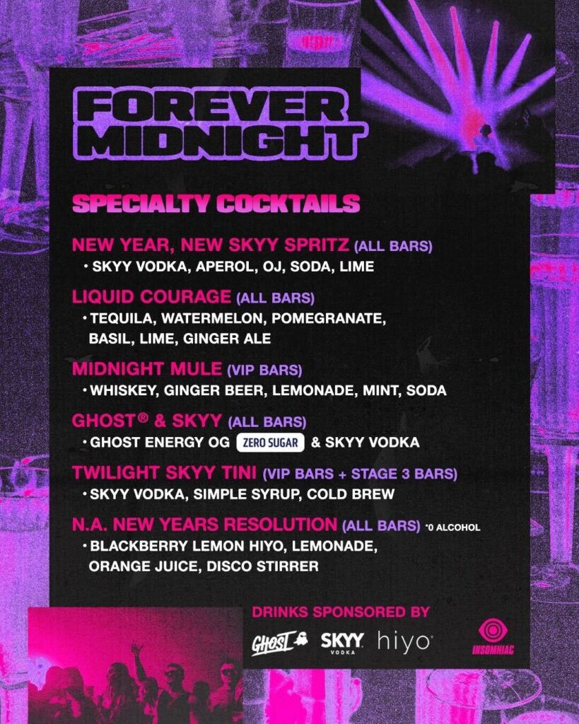 Forever Midnight 2024 Drink Lineup