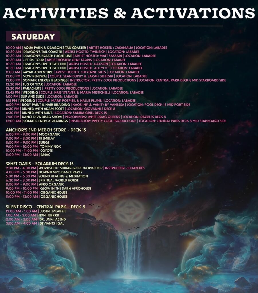 Groove Cruise Miami 2025 Activities Schedule - Saturday