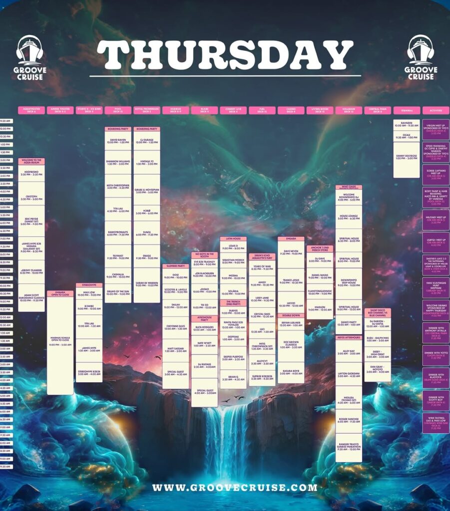 Groove Cruise Miami 2025 Set Times - Thursday