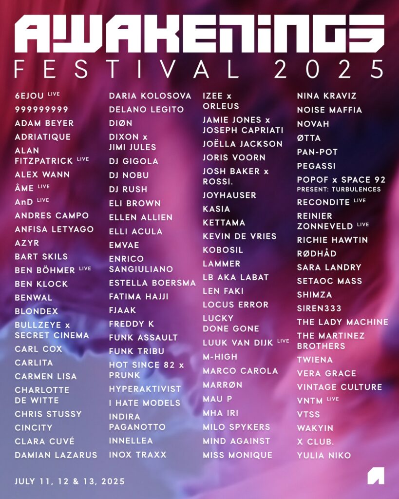 Awakenings Festival 2025 Lineup