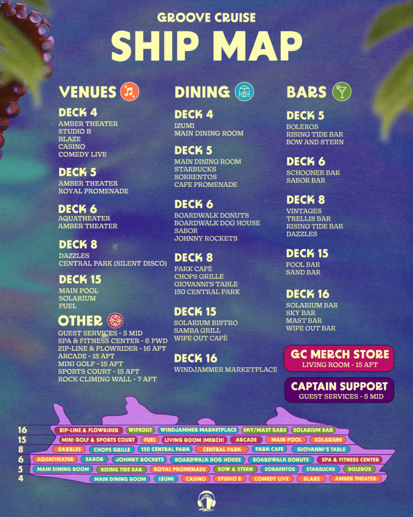 Groove Cruise Miami 2025 - Ship Map