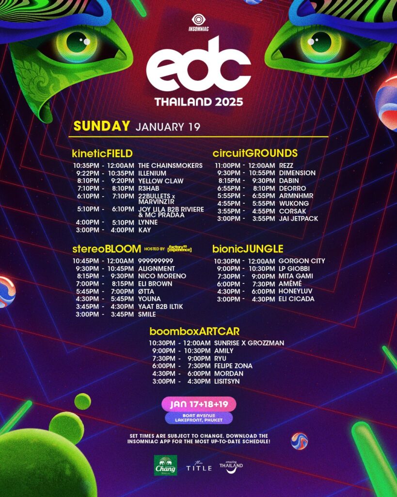 EDC Thailand 2025 - Set Time