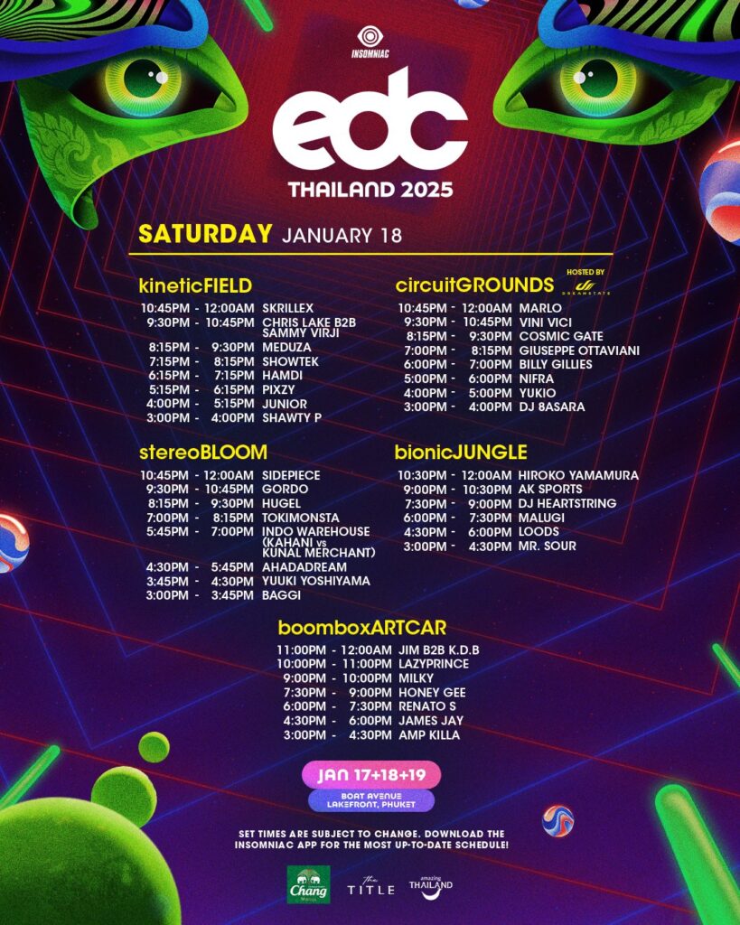 EDC Thailand 2025 - Set Time