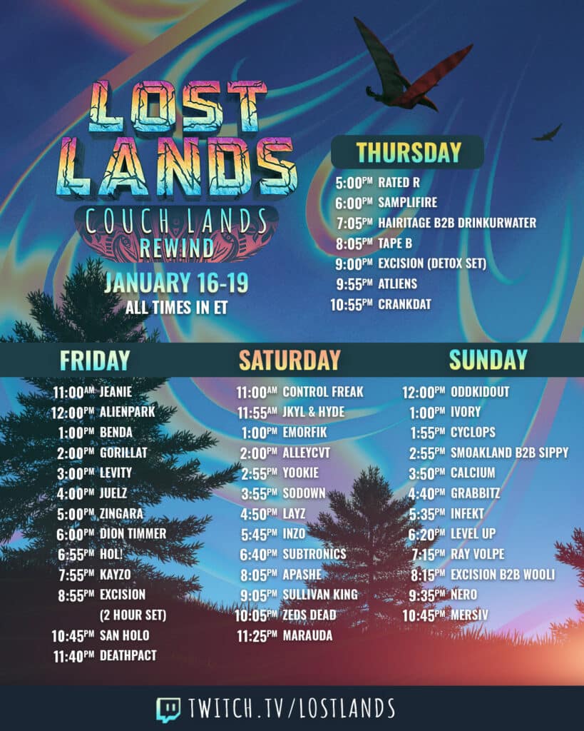 Lost Lands' Couch Lands Rewind 2025 - Schedule