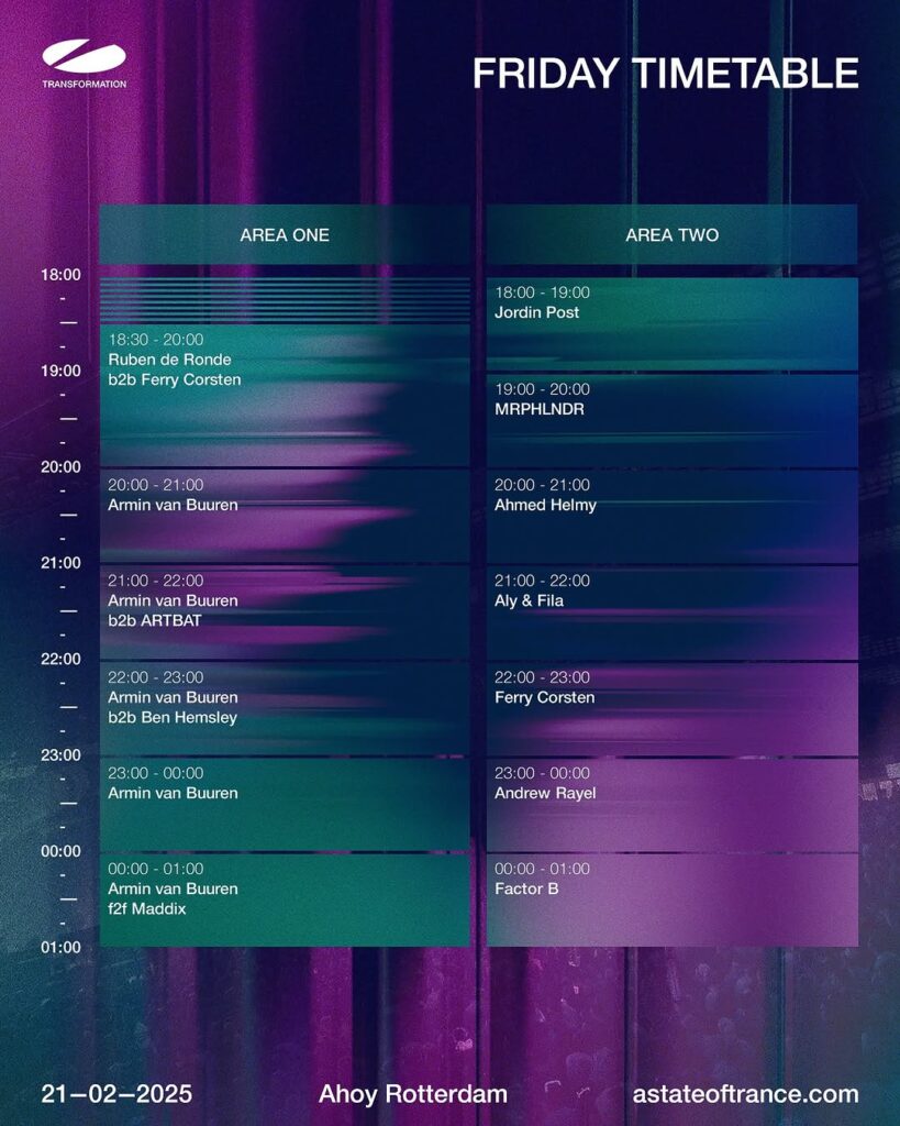 ASOT Rotterdam 2025 - Set Times Friday