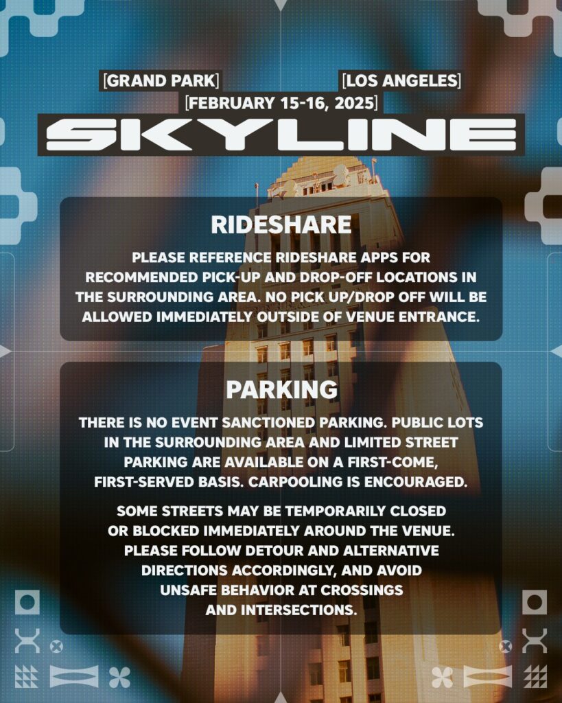 Skyline Los Angeles 2025 Rideshare and Parking Information