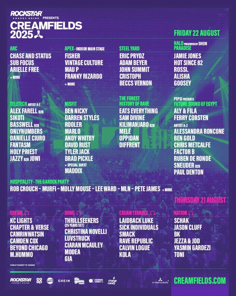 Creamfields 2025 - Lineup Friday