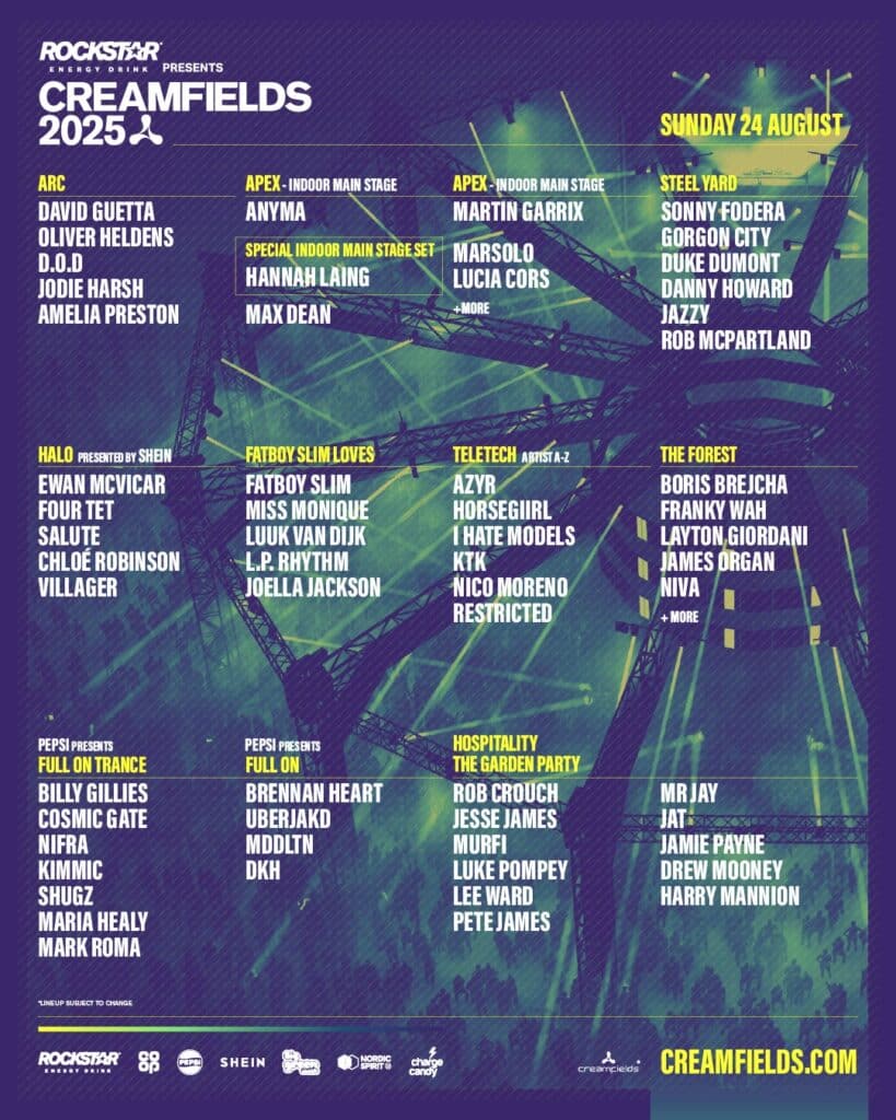 Creamfields 2025 - Lineup Sunday