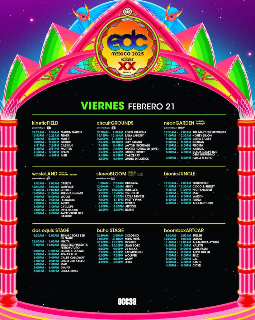 EDC Mexico 2025 Set Times - Friday