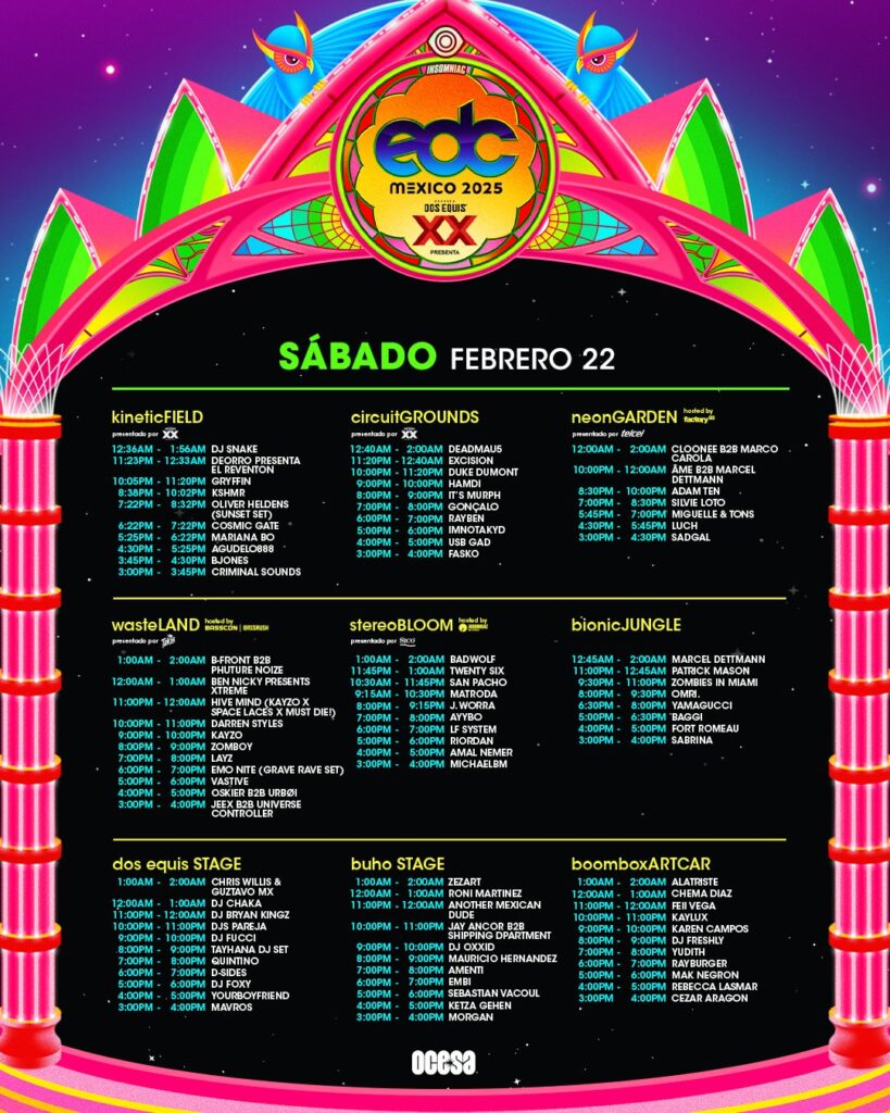 EDC Mexico 2025 Set Times - Saturday