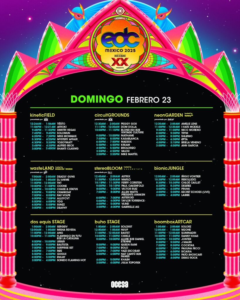 EDC Mexico 2025 Set Times - Sunday