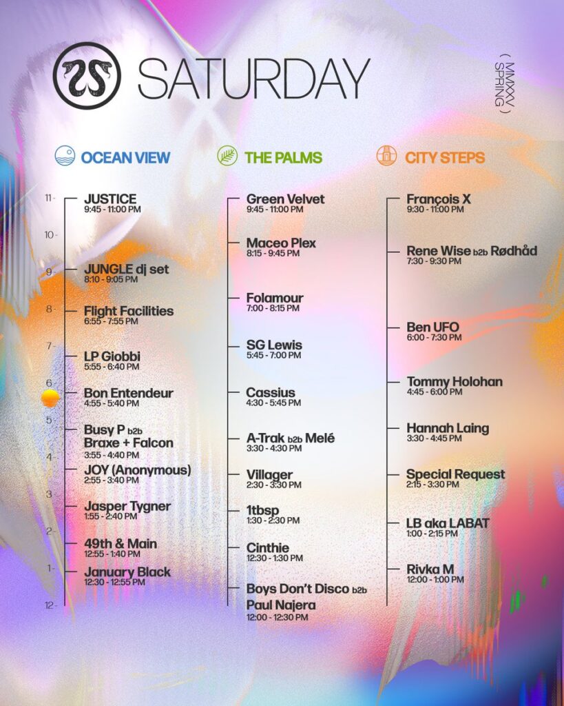 CRSSD Festival Spring 2025 Set Times - Saturday