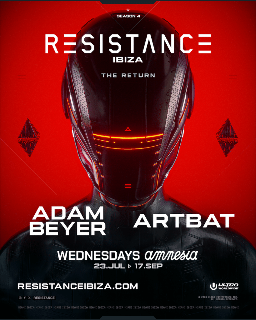 RESISTANCE Ibiza 2025 Residency at Amnesia with Adam Beyer and ARTBAT - Flyer