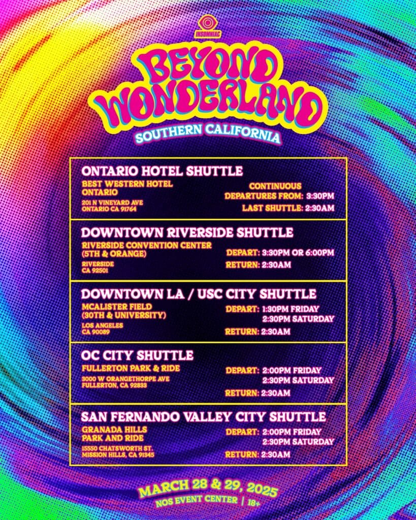 Beyond Wonderland SoCal 2025 - Shuttle Info