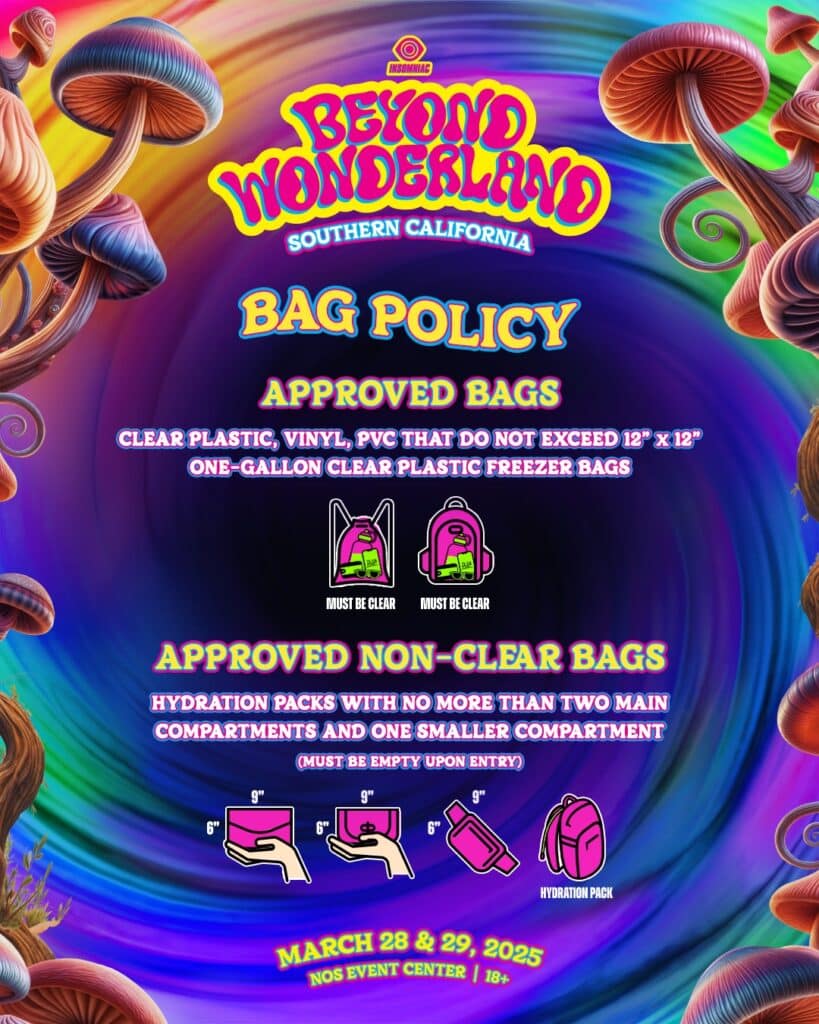 Beyond Wonderland SoCal 2025 - Bag Policy