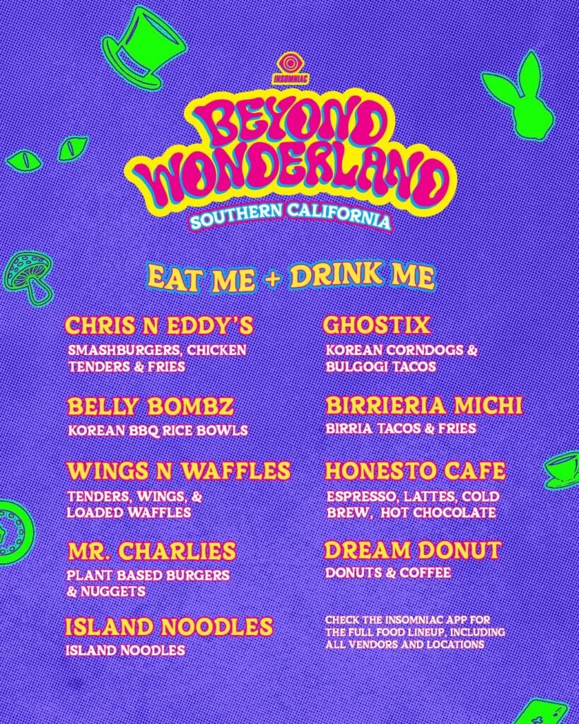 Beyond Wonderland SoCal 2025 - Food and Beverage Lineup