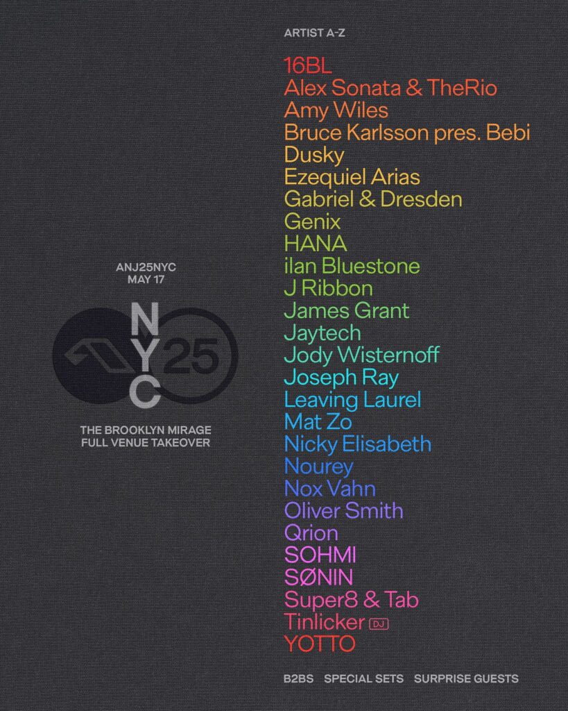 Anjuna25 at The Brooklyn Mirage 2025 - Lineup