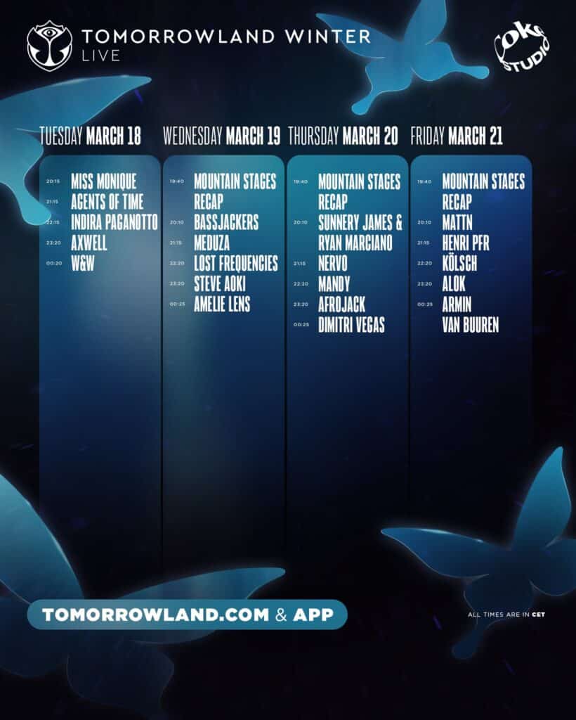 Tomorrowland Winter 2025 - Livestream Schedule