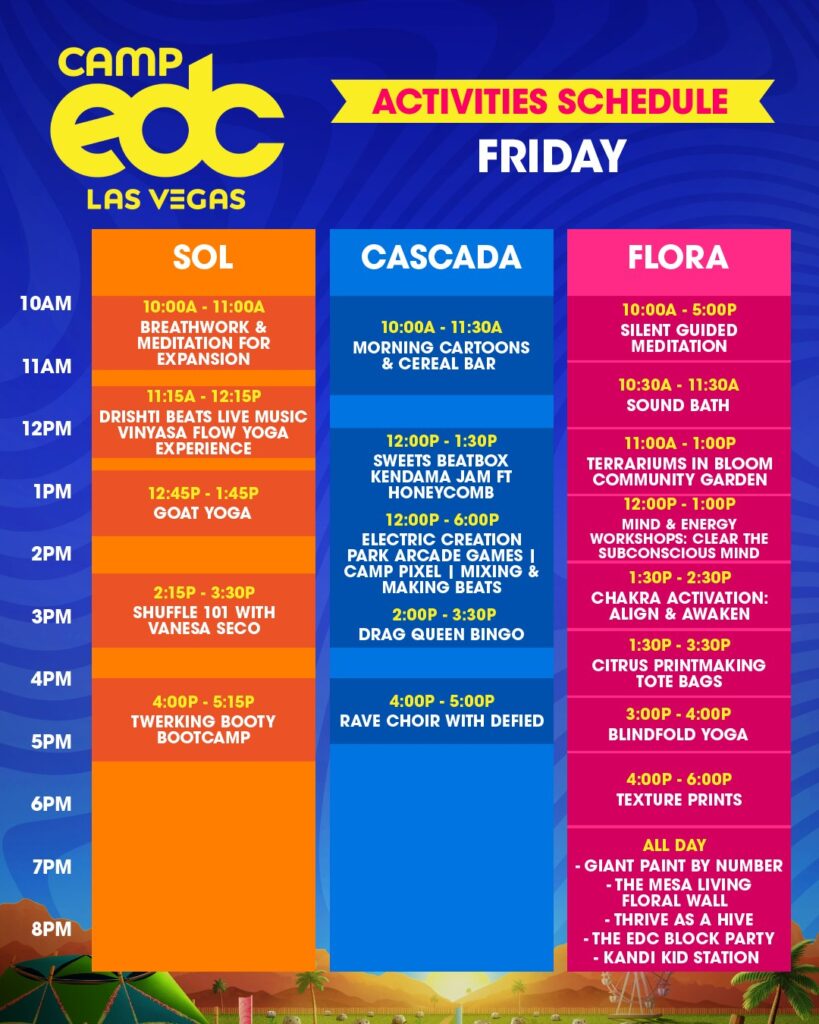 Camp EDC 2025 Activity Schedule - Friday
