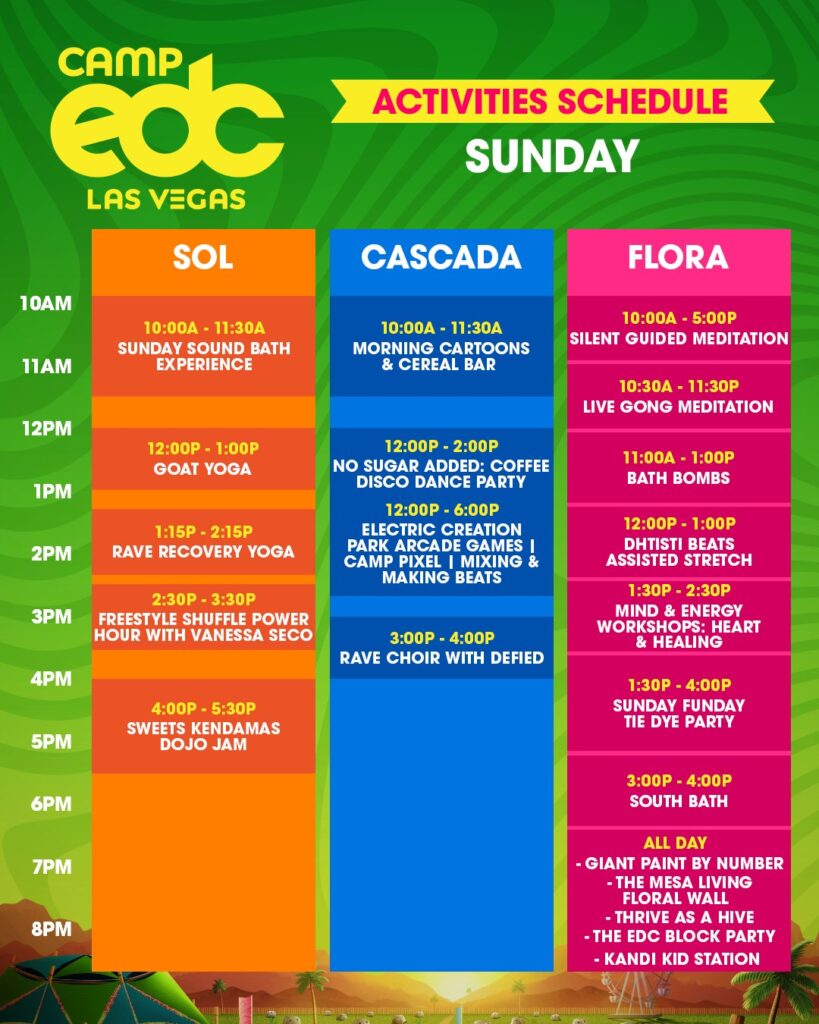 Camp EDC 2025 Activity Schedule - Sunday
