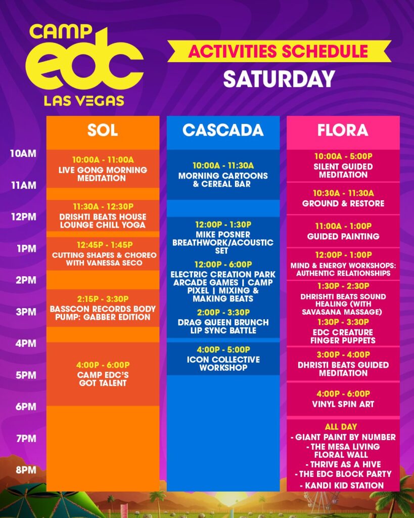 Camp EDC 2025 Activity Schedule - Saturday