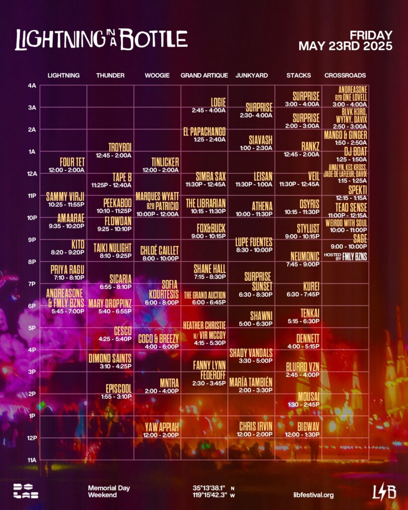 Lightning in a Bottle 2025 Set Times - Friday