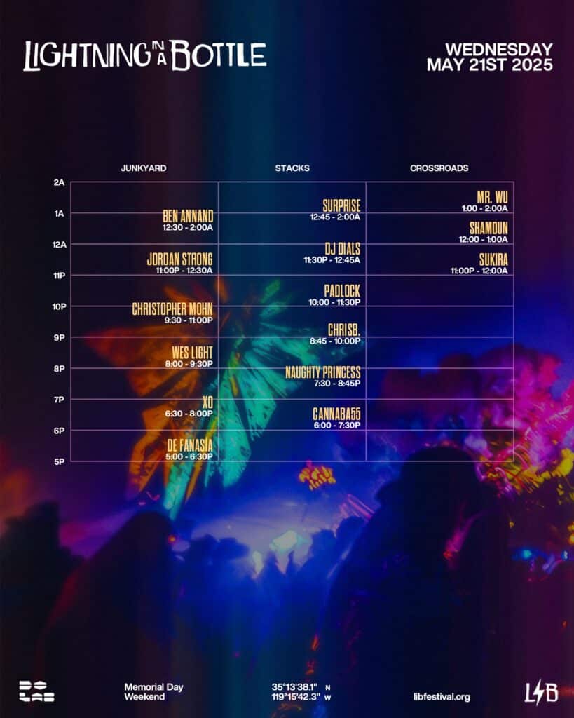Lightning in a Bottle 2025 Set Times - Wednesday