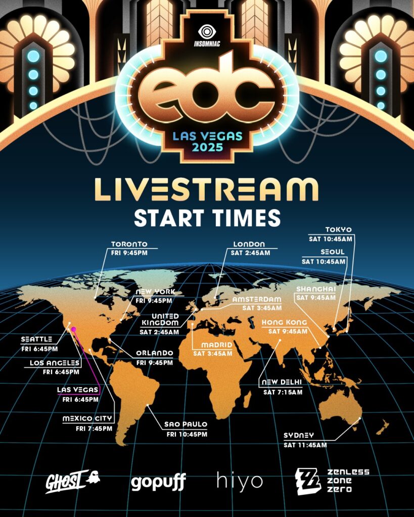 EDC Las Vegas 2025 Livestream Start Times