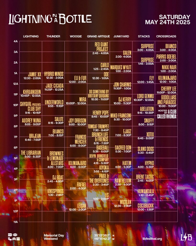 Lightning in a Bottle 2025 Set Times - Saturday