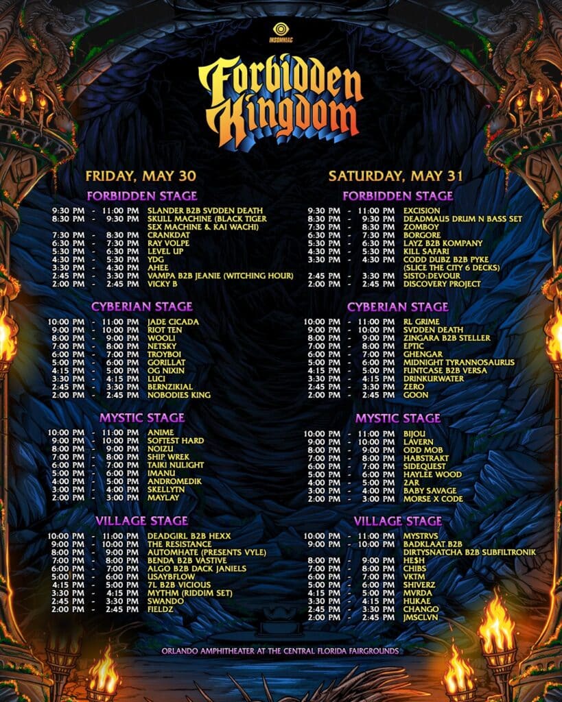 Forbidden Kingdom 2025 - Set Times